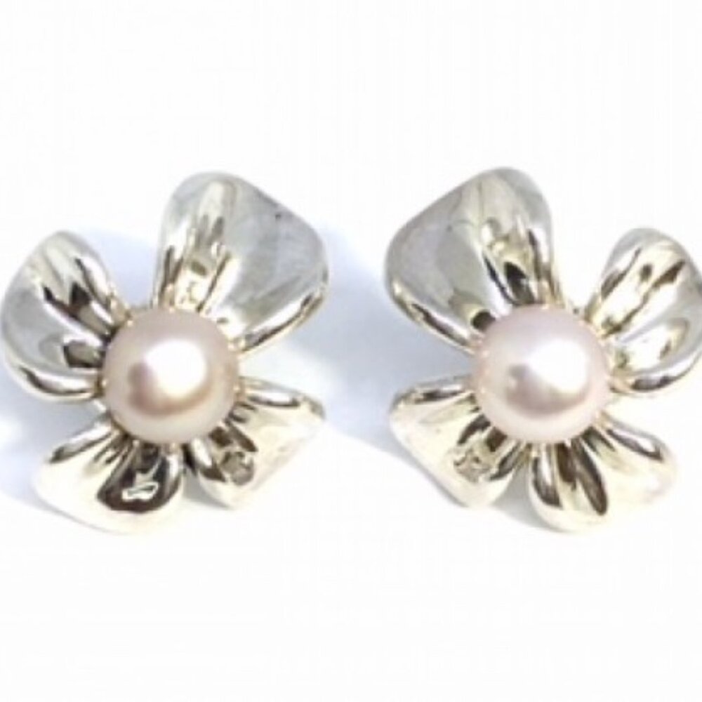 Ann King Pink Fresh Water Pearl Orchid Earrings - Picture 3 of 3
